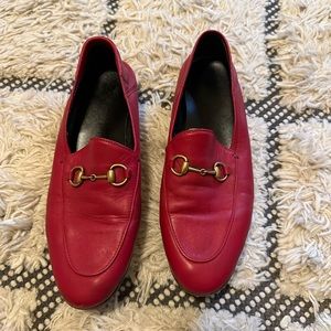 Gucci Brixton Red Leather Loafers 39.5